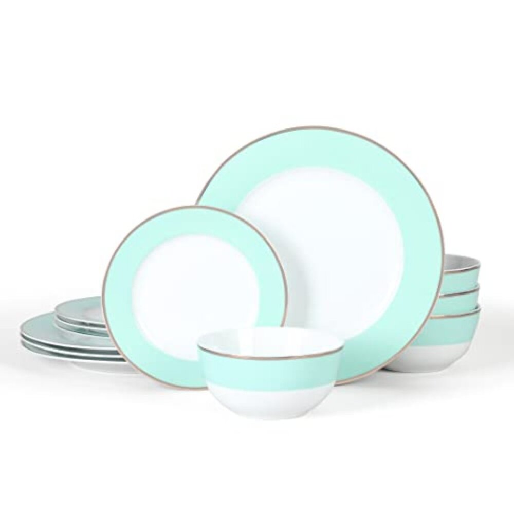 Martha Stewart Gracie Lane 12 Piece Dinnerware Set, Service for 4 - Blue